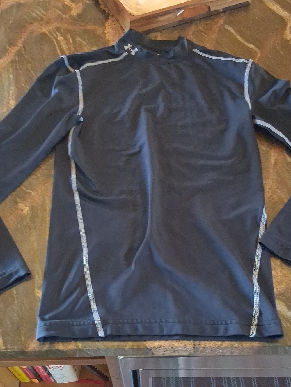 Under Armour Navy Long Sleeve Compression Top with Contrast Stitching